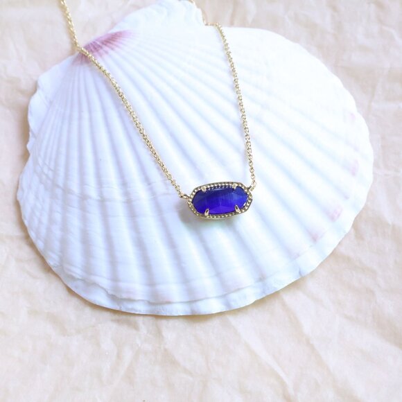 Kendra Scott Gold Elisa Cobalt Cat's Eye Necklace - Picture 2 of 2